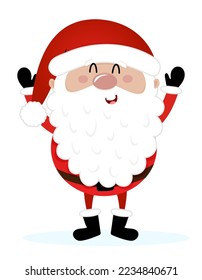 Waving Santa - illustration in cartoon style. Merry Christmas and happy new year. Funny characters in Santa's workshop.