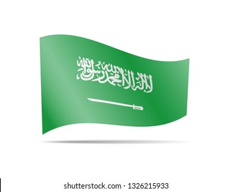 Waving Saudi Arabia flag in the wind. Flag on white background vector illustration