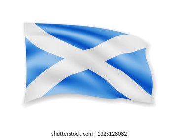 Waving Scotland flag on white. Flag in the wind vector illustration.