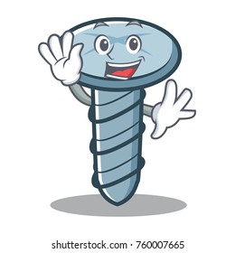 Waving screw character cartoon style