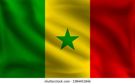 Waving Senegal's flag, the flag of Senegal, vector illustration