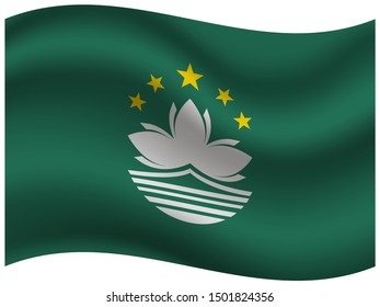 Waving with shadow National flag of Macau. original colors and proportion. Simply vector illustration, from countries flag set.