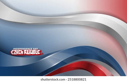 Waving shape of white blue and red in 3d effect design. Czech republic independence day background