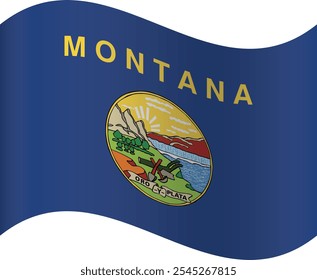 Wellenförmige druckbare Vektorflagge des Bundesstaates MONTANA der Vereinigten Staaten von Amerika