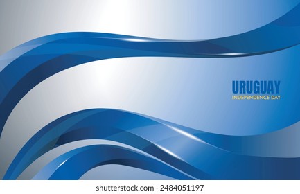 Waving simple blue line shape in 3d concept design for uruguay independence day and all countries with blue and white flags