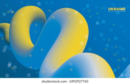 Agitando un simple fluido de azul amarillo con un diseño de efecto bokeh en fondo azul para la campaña del día de la independencia de Ucrania