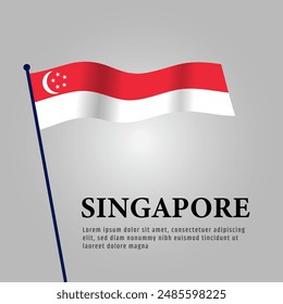 Waving Singapore Flag Illustration for National Day Celebrations and Official Events