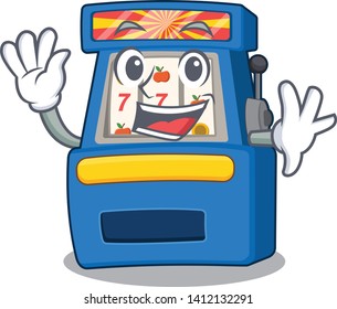 Waving slot machine isolated in the character