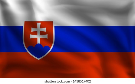 Waving Slovakia flag, the flag of Slovakia, vector illustration