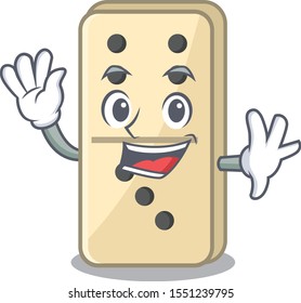 waving smile domino character isolated in vector