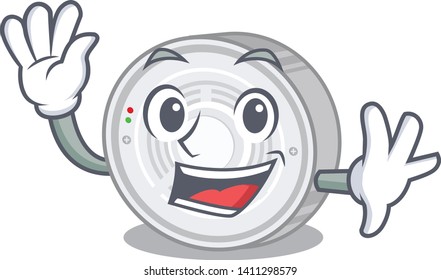 Waving smoke detector isolated with the mascot