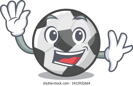 Waving soccer ball isolated with the mascot