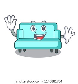 Waving sofa character cartoon style