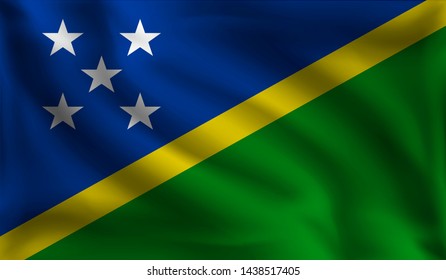 Waving Solomon islands flag, the flag of Solomon islands, vector illustration