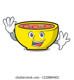 Waving soup union character cartoon