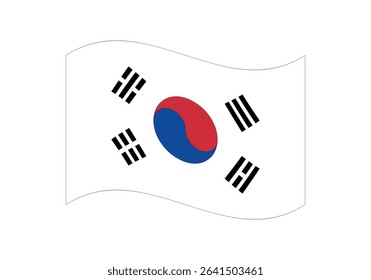 Waving South Korea Flag – National Flag of South Korea in Vector Illustration Style. Flag icon of South Korea