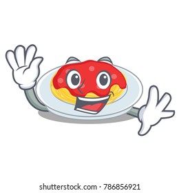 Waving spaghetti character cartoon style