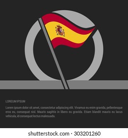Waving Spain Flag badge design - independence day Label - Vector illustration