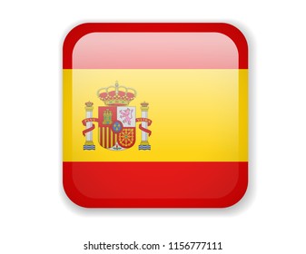 Waving Spain flag on white. Flag in the wind. Vector illustration
