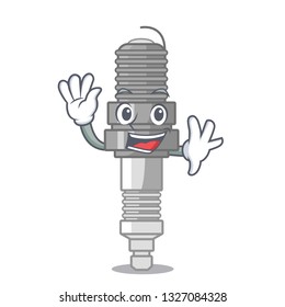 Waving spark plug in a cartoon box