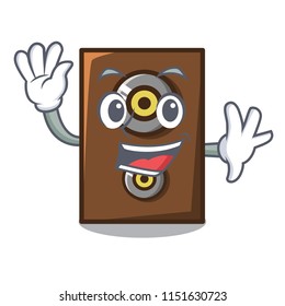Waving speaker character cartoon style