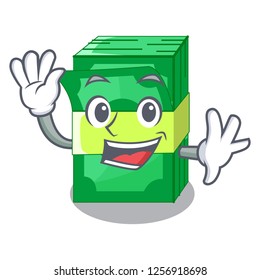 Waving stack of dollars isolated on mascot