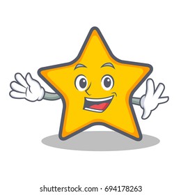 Waving star character cartoon style