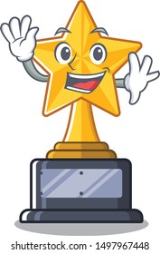 Waving star trophy with the character shape