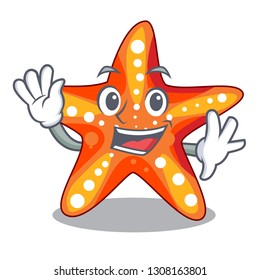 Waving starfish in the cartoon shape funny