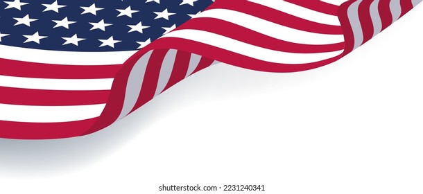 waving star-striped flag of the USA of the United States of America close-up on a white background