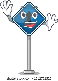 Waving straight ahead sign character shape