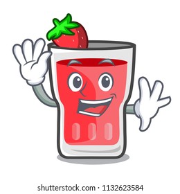 Waving strawberry mojito character cartoon