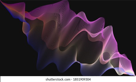 with waving stroke abstract technology background
