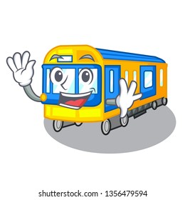 Waving subway train toys in shape mascot