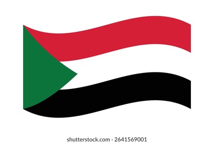 Waving Sudan Flag – National Flag of Sudan in Vector Illustration Style. Flag icon of Sudan.