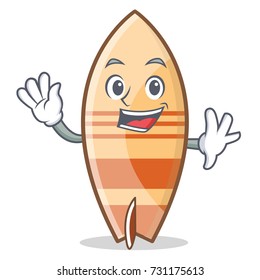 Waving surfboard character cartoon style