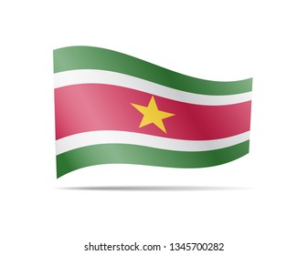 Waving Suriname flag in the wind. Flag on white background vector illustration