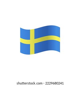waving Sweden flag icon flat style design. waving Sweden flag vector illustration. isolated on white background.