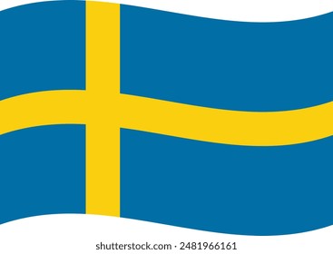 Waving Sweden flag . National flag of Sweden . Vector illustration
