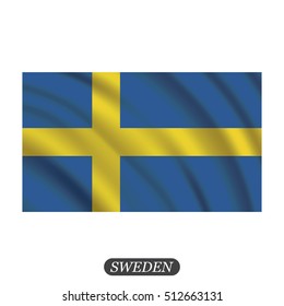 Waving Sweden flag on a white background. Vector illustration