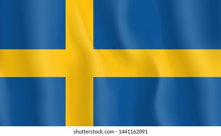 Waving Sweden Flag. Vector Illustration
