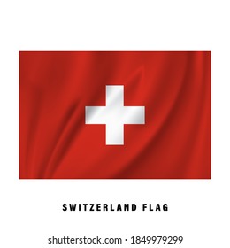 Waving the Swiss flag. Realistic national flag switzerland vector design. Isolated.