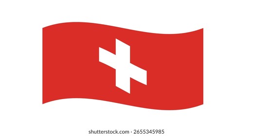 Vector de la bandera de Suiza - Bandera roja suiza con la ilustración del símbolo de la cruz blanca