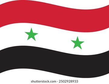 Waving Syria flag isolated on white background . National flag of Syria fluttering . Vector illustration