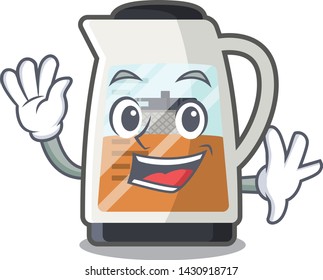 Waving tea maker in the cartoon shape