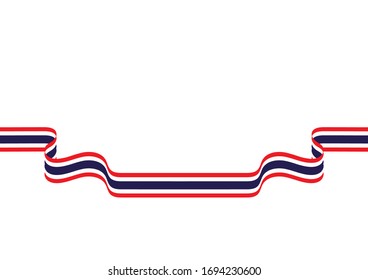 Waving Thai national flag ribbon vector illustration
