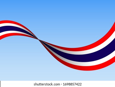 Waving Thai national flag ribbon vector illustration