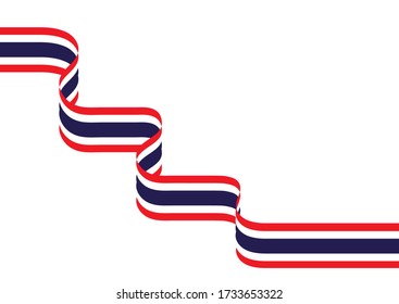 Waving Thai national flag ribbon vector illustration