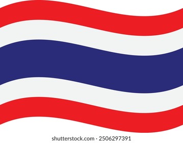 Waving Thailand flag isolated on white background . Thailand flag fluttering . Vector illustration