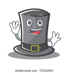 Waving Thanksgiving hat character cartoon